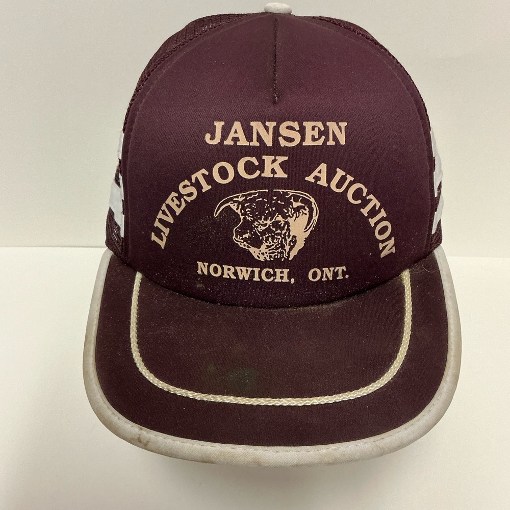 Maroon Jansen Livestock Auction Retro Baseball Cap- Mesh Snapback